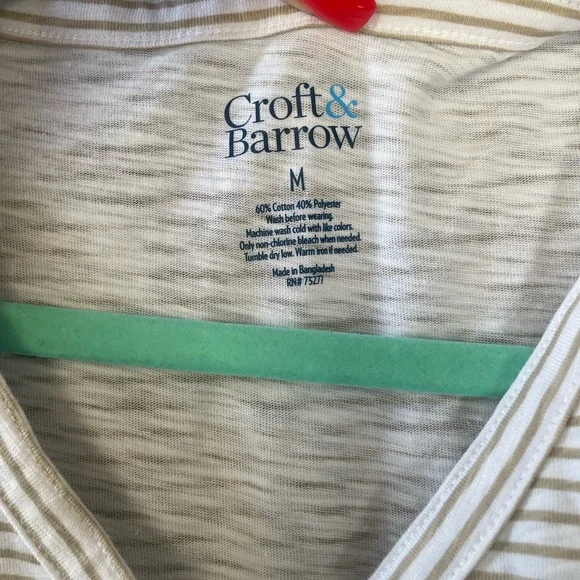 Croft & Barrow Cream and White Striped Top - Picture 3 of 4